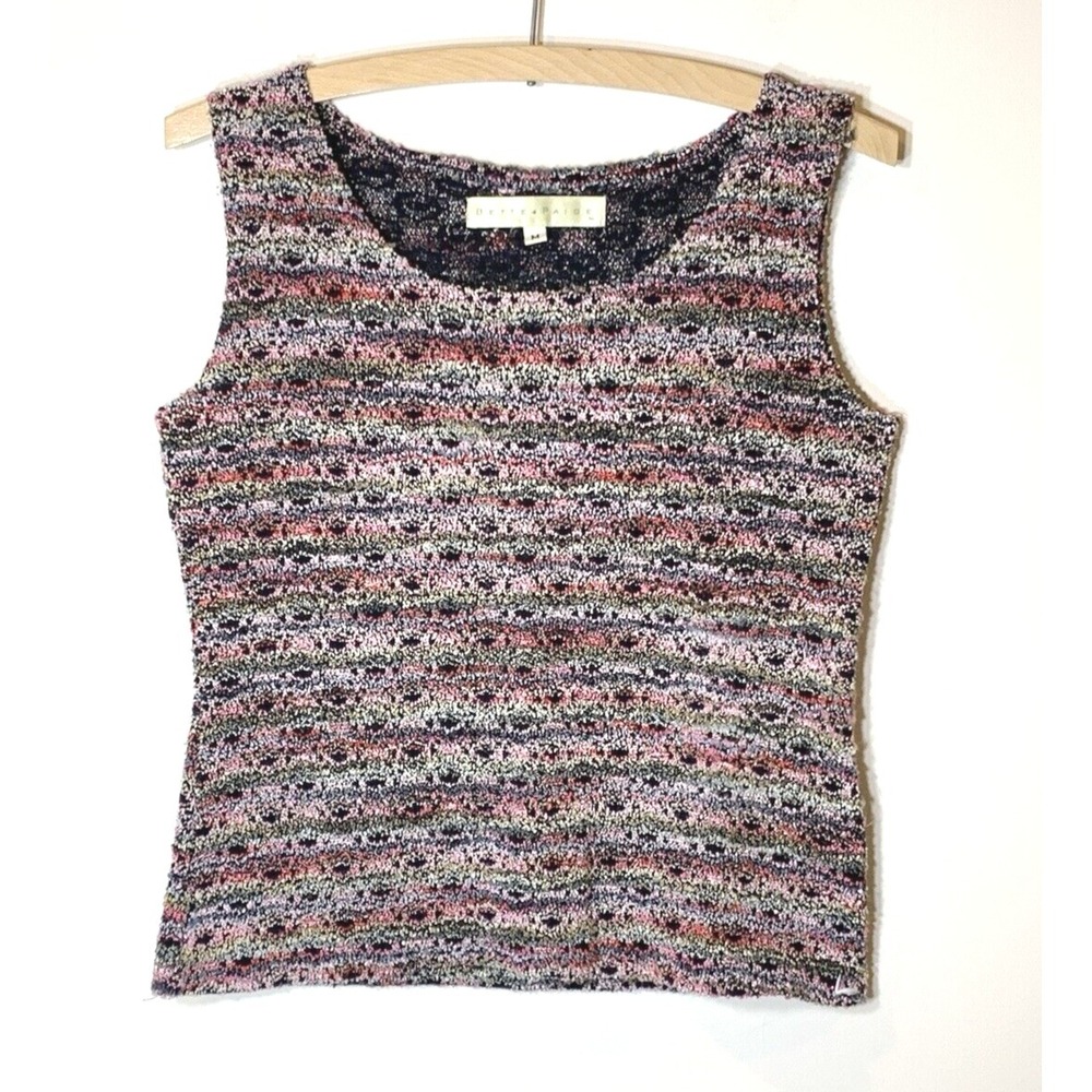 Bette Paige Knit‎ Sleeveless Top Womens Medium Stretch Boucle USA Made 90s Y2K